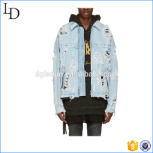 Blouson denim bleu denim veste vieillie casual veste de printemps